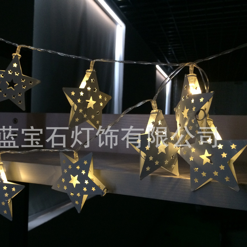20L Outdoor Star String Lights Five Point Star Shape Christmas Xmas Decoration Wedding Party LED String Lights
